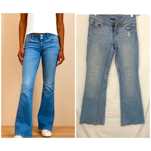 American Eagle Vintage Y2K Artist Stretch Jeans Size 2 Short in Light Wash - Picture 1 of 9